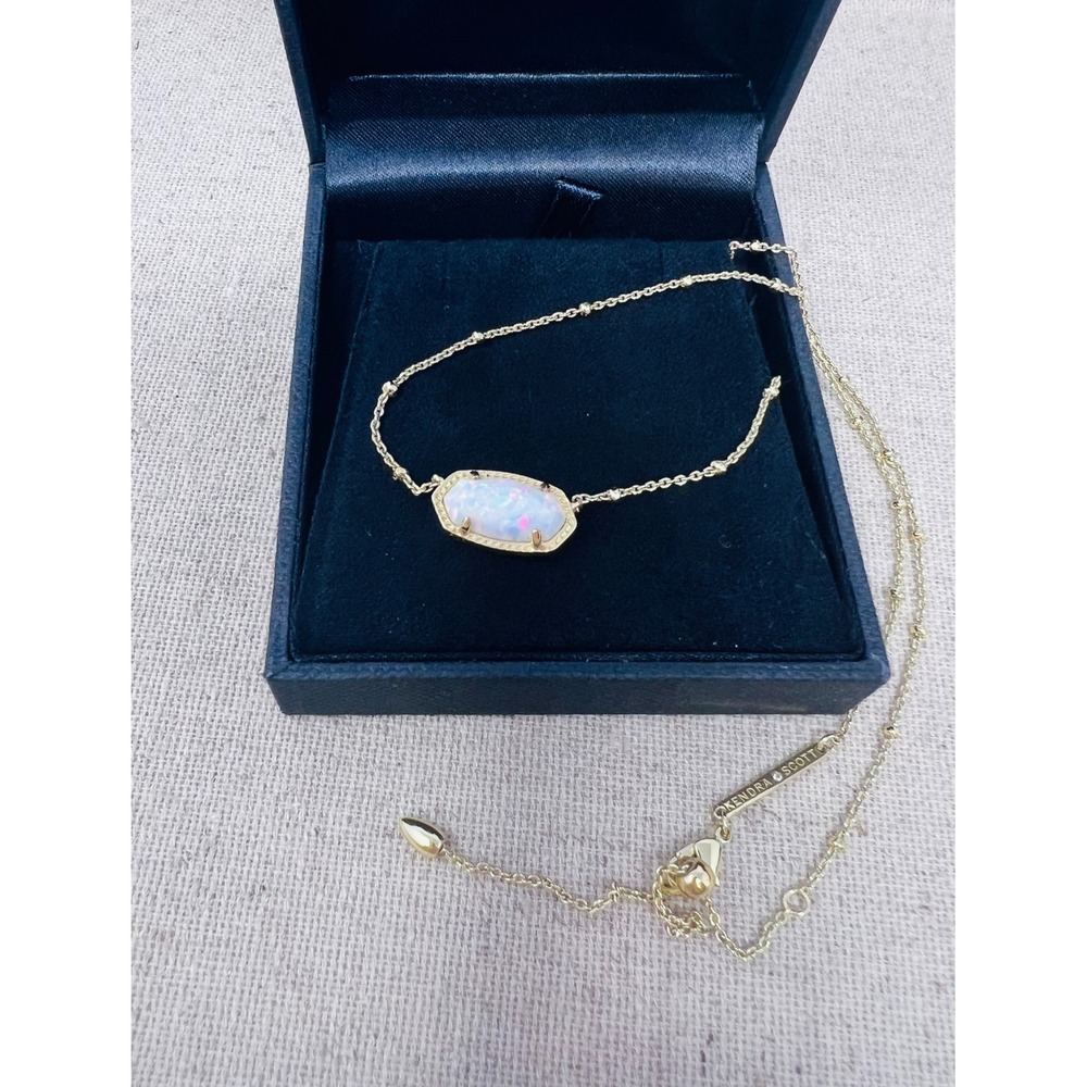 Kendra Scott Elisa Gold Pendant Necklace Iridescent Kyocera Opal Adjustable